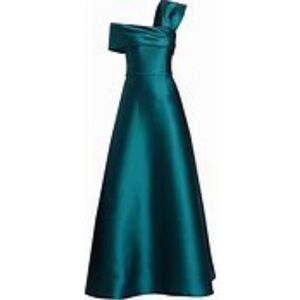 Rickie Freeman for Teri Jon Teal One-Shoulder Mikado Silk Gown - $930 at Saks